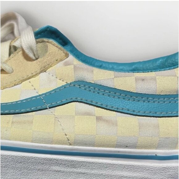 Vans SK8 Low Checkerboard Banana Cream Teal Shoes Mens 11 - Picture 8 of 10